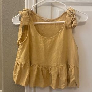 Pale yellow shoulder tie top